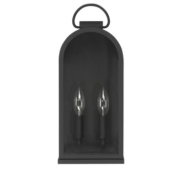 Kendra Bell Outdoor WeatherMax 2 Light Large 16 Inch Wall Light Lighting Hunter Matte Black - Clear