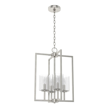 Kerrison 4 Light Pendant Lighting Hunter Brushed Nickel - Seeded