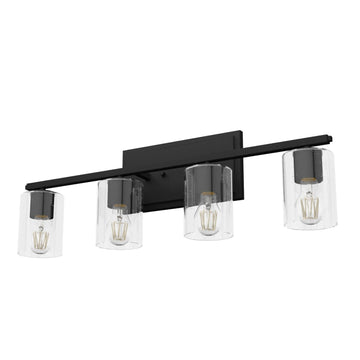 Kerrison 4 Light Vanity Lighting Hunter Natural Black Iron - Seeded