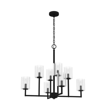 Kerrison 8 Light Chandelier Lighting Hunter Natural Black Iron - Seeded