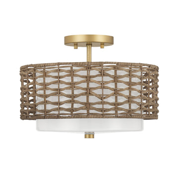 Laila 2 Light Large 14 Inch Semi Flush Lighting Hunter Luxe Gold - Cased White