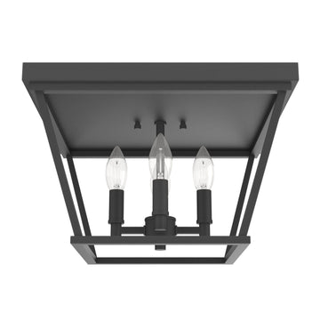 Laurel Ridge 4 Light Flush Mount Lighting Hunter Natural Black Iron