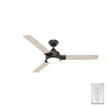 Leti with LED Light 54 inch Ceiling Fans Hunter Noble Bronze - Weathered White Birch