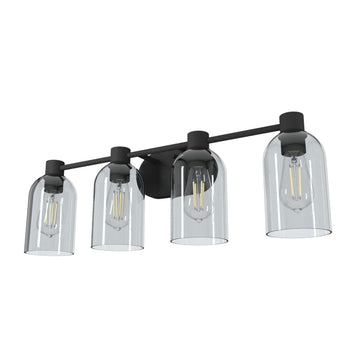Lochemeade 4 Light Vanity Lighting Hunter Natural Black Iron - Smoked