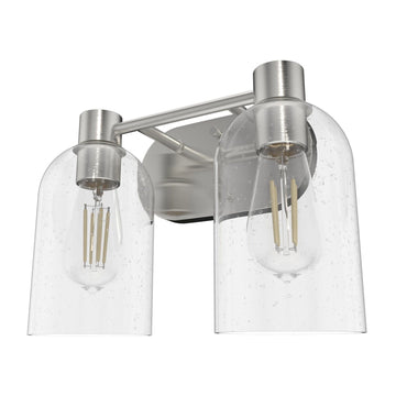 Lochemeade Clear Seeded Glass 2 Light Vanity Lighting Hunter Brushed Nickel - Seeded