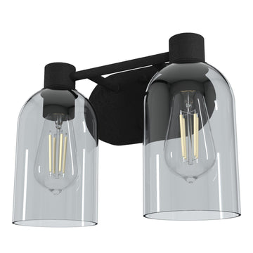 Lochemeade Smoked Glass 2 Light Vanity Lighting Hunter Natural Black Iron - Smoked
