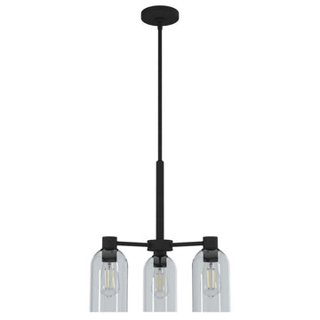 Lochemeade Smoked Glass 3 Light Chandelier Lighting Hunter Natural Black Iron - Smoked