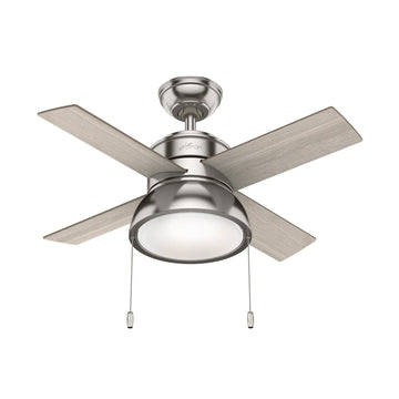 LOKI WITH LED LIGHT 36 INCH Ceiling Fans Hunter Brushed Nickel - Light Gray Oak