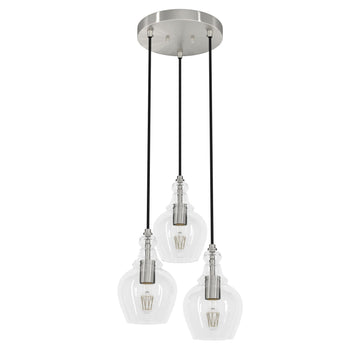 Maple Park 3 Light Round Cluster Lighting Hunter Brushed Nickel - Clear