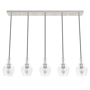Maple Park 5 Light Linear Cluster Lighting Hunter Brushed Nickel - Clear