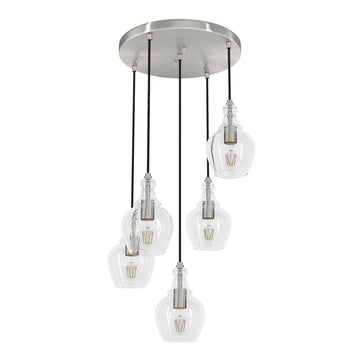 Maple Park 5 Light Round Cluster Lighting Hunter Brushed Nickel - Clear