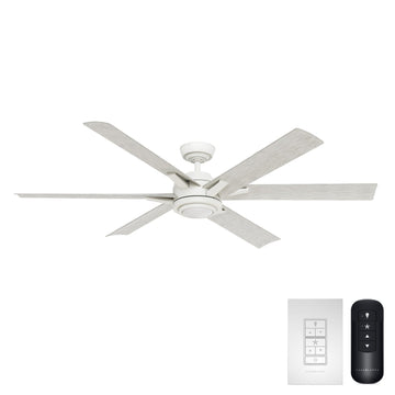 Melia Outdoor ENERGY STAR DC with LED Light 65 inch with remote and wall control Ceiling Fans Casablanca Fresh White - White Washed Oak