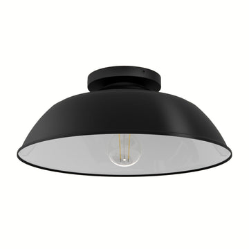 Mill Valley Outdoor 1 Light 14 Inch Medium Flush Mount Lighting Hunter Matte Black - White