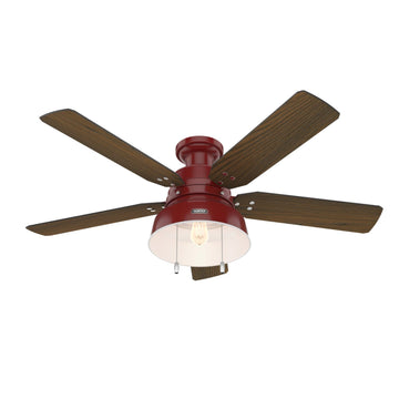 Mill Valley Outdoor Low Profile with Light 52 inch Ceiling Fans Hunter Barn Red - Medium Walnut