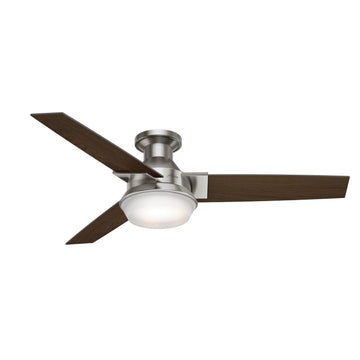 Morelli Low Profile with Light 52 inch Ceiling Fans Hunter Brushed Nickel - Dark Oak