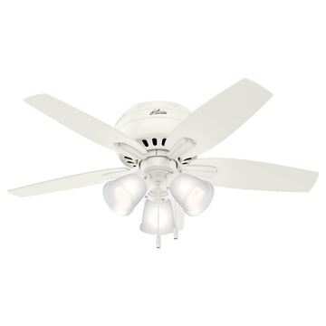Newsome Low Profile Clear Frosted with 3 Lights 42 inch Ceiling Fans Hunter Fresh White - Fresh White