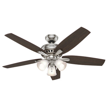 Newsome Painted Cased White with 3 Lights 52 inch Ceiling Fans Hunter Brushed Nickel - Medium Walnut