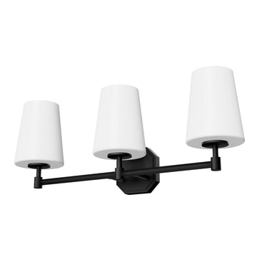 Nolita 3 light vanity Lighting Hunter Matte Black - Cased White