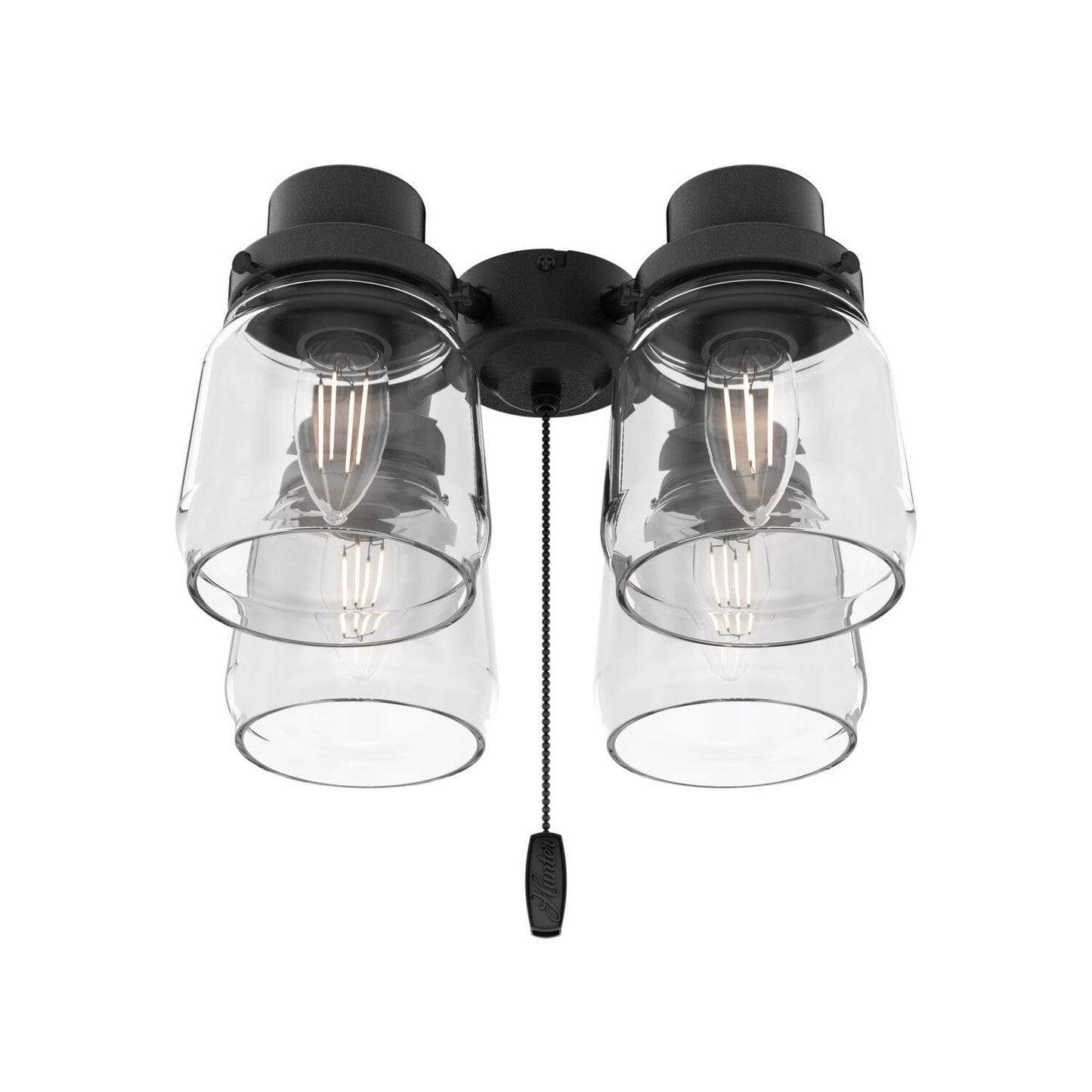 Original 4 Light Accessory Fitter and Glass, Matte Black - 99386 Ceiling Fan Accessories Hunter