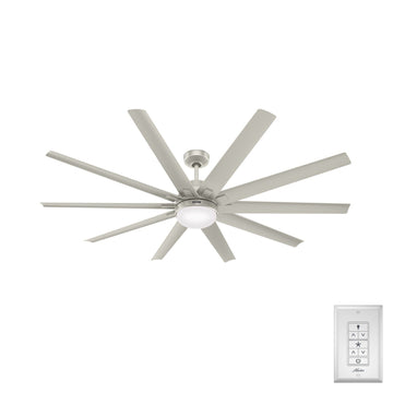 Overton Outdoor ENERGY STAR with LED Light 72 inch Ceiling Fans Hunter Matte Nickel - Matte Nickel