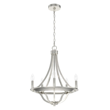 Perch Point 5 Light Chandelier Lighting Hunter Brushed Nickel