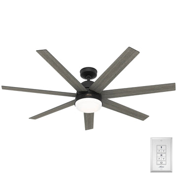Phenomenon Indoor Smart Fan ENERGY STAR with LED Light 60 inch with Wall Control Ceiling Fans Hunter Matte Black - Dark Gray Oak