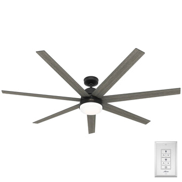 Phenomenon Indoor Smart Fan ENERGY STAR with LED Light 70 inch with Wall Control Ceiling Fans Hunter Matte Black - Dark Gray Oak