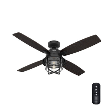 Port Royale with Light 52 inch Ceiling Fans Hunter Natural Black Iron - Black Willow
