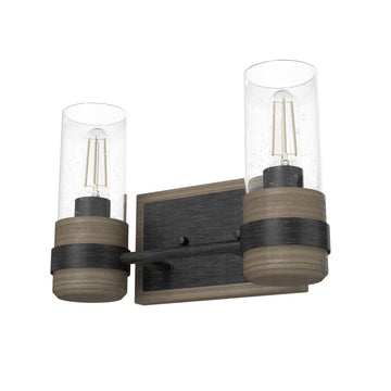 River Mill 2 Light Vanity Lighting Hunter Rustic Iron - French Oak