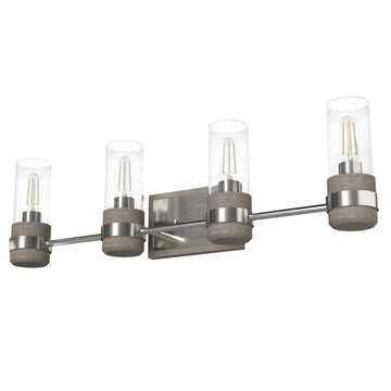 River Mill 4 Light Vanity Lighting Hunter Brushed Nickel - Gray Wood