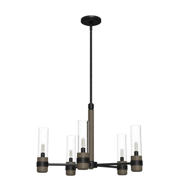 River Mill 5 Light Chandelier Lighting Hunter Rustic Iron - French Oak