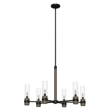 River Mill 6 Light Chandelier Lighting Hunter Rustic Iron - French Oak