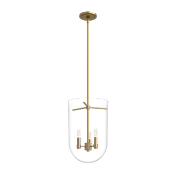 Sacha 3 Light Cloche Pendant Lighting Hunter Alturas Gold - Clear