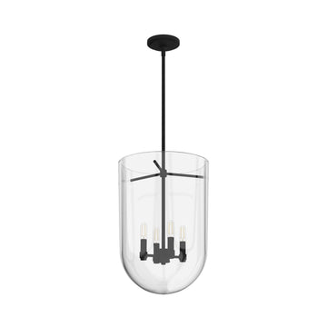 Sacha 4 Light Pendant Lighting Hunter Natural Black Iron - Clear