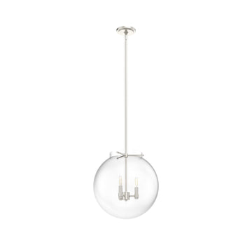 Sacha Globe Pendant 3 Light Lighting Hunter Brushed Nickel - Clear