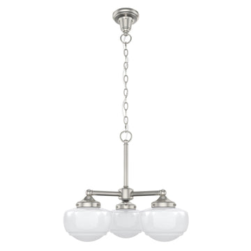 Saddle Creek 3 Light Convertible Chandelier Lighting Hunter Brushed Nickel - Cased White