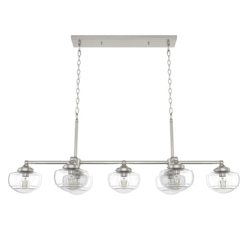 Saddle Creek 7 Light Linear Chandelier Lighting Hunter Brushed Nickel - Seeded