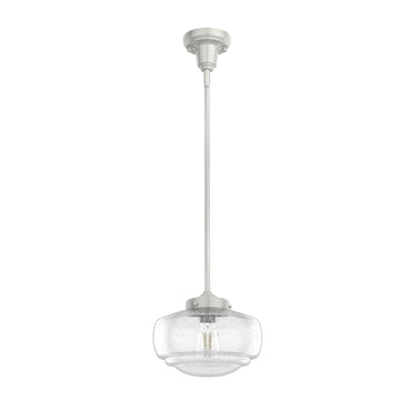 Saddle Creek Clear Seeded Glass 1 Light 10 Inch Pendant Lighting Hunter Brushed Nickel - Seeded