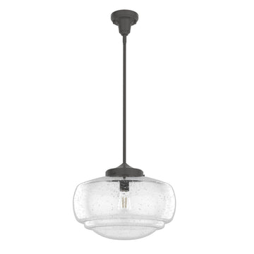 Saddle Creek Clear Seeded Glass 1 Light 16 Inch Pendant Lighting Hunter Noble Bronze - Seeded