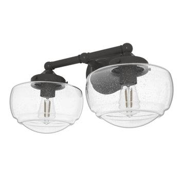 Saddle Creek Clear Seeded Glass 2 Light Vanity Lighting Hunter Noble Bronze - Seeded