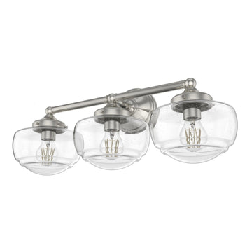 Saddle Creek Clear Seeded Glass 3 Light Vanity Lighting Hunter Brushed Nickel - Clear Seeded