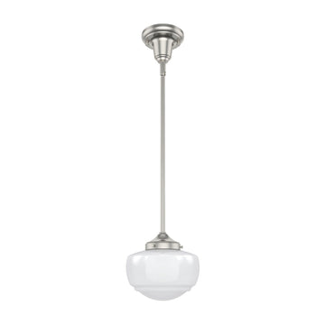 Saddle Creek Shiny Cased White Glass 1 Light Mini Pendant Lighting Hunter Brushed Nickel - Cased White