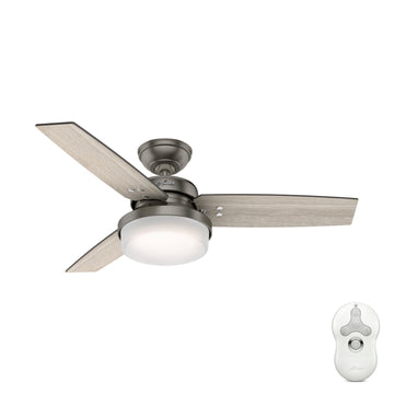 Sentinel with LED Light 44 inch Ceiling Fans Hunter Brushed Slate - Light Gray Oak