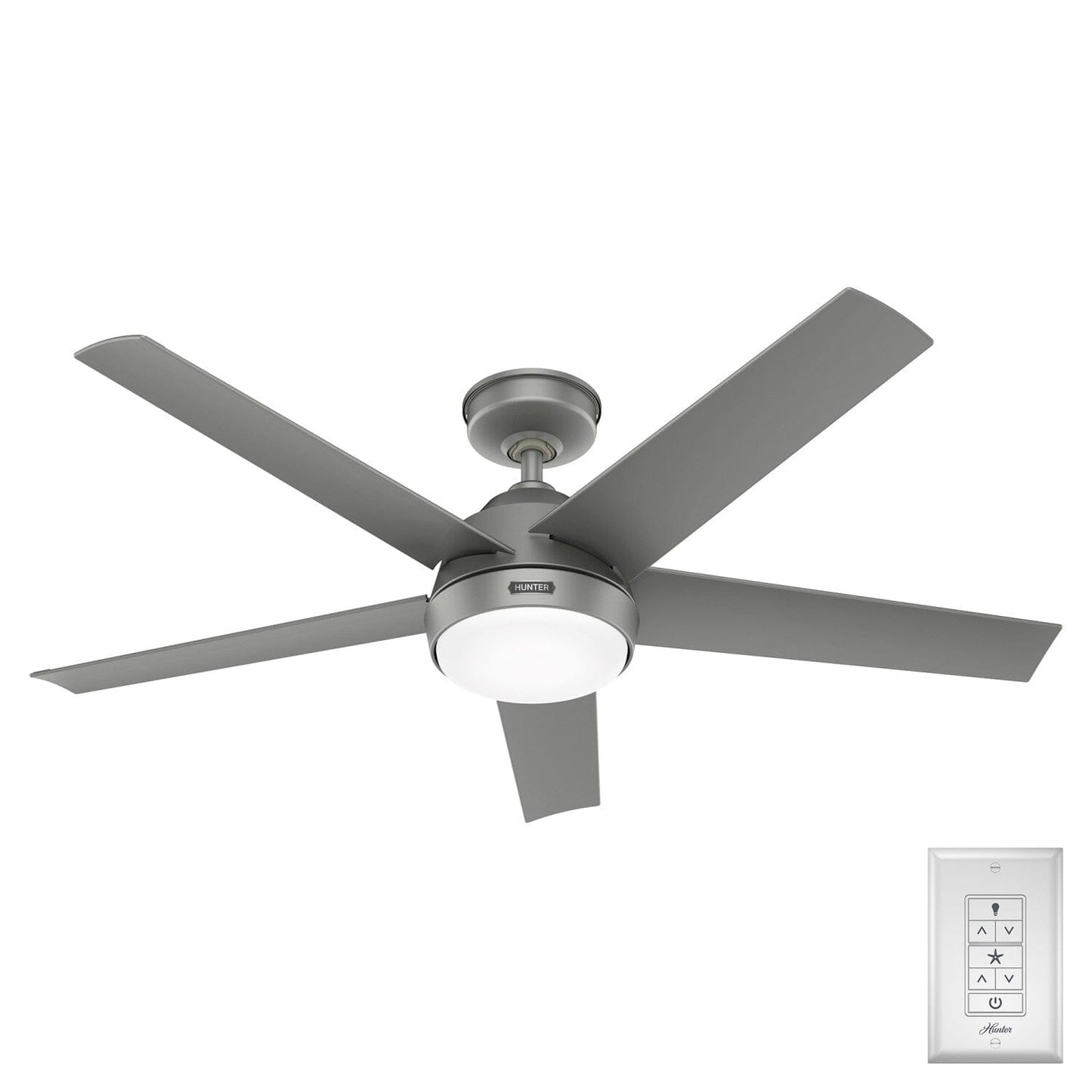 Skyflow Outdoor with LED Light 52 inch Ceiling Fans Hunter Matte Silver - Matte Silver 