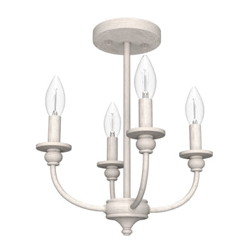 Southcrest 4 Light Semi-Flush Mount Lighting Hunter Distressed White - None