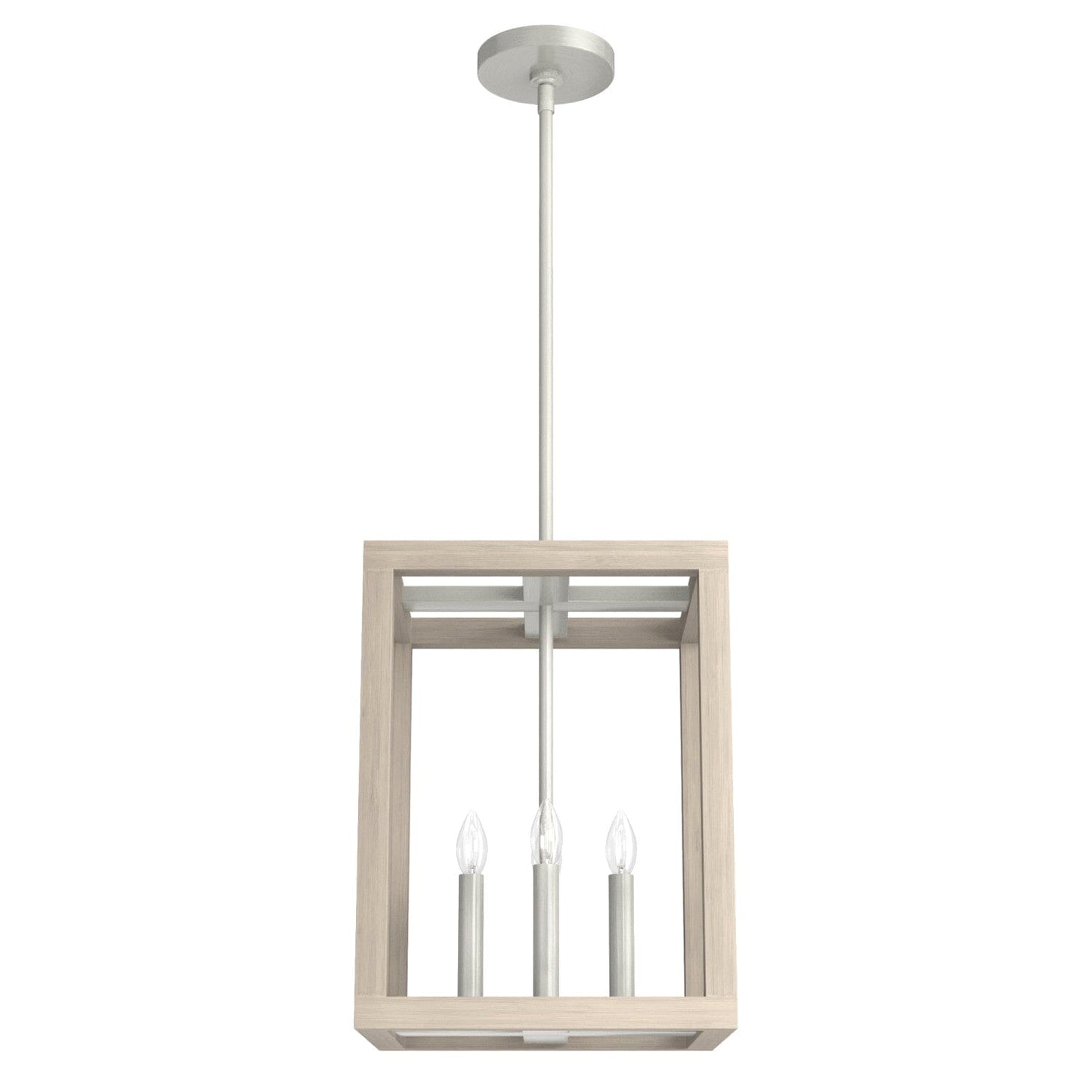 Squire Manor 4 Light Pendant 12 inch Lighting Hunter Brushed Nickel - Bleached Wood 