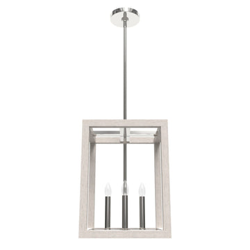 Squire Manor 4 Light Pendant 12 inch Lighting Hunter Chrome - Distressed White