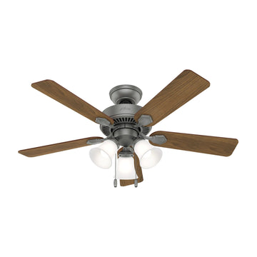 Swanson with LED Light 44 in Ceiling Fans Hunter Matte Silver - Autumn Walnut