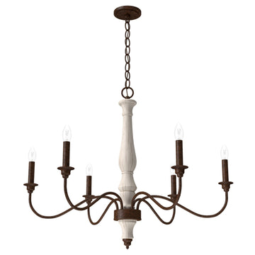 Teren 6 Light Chandelier Lighting Hunter Distressed White - Textured Rust