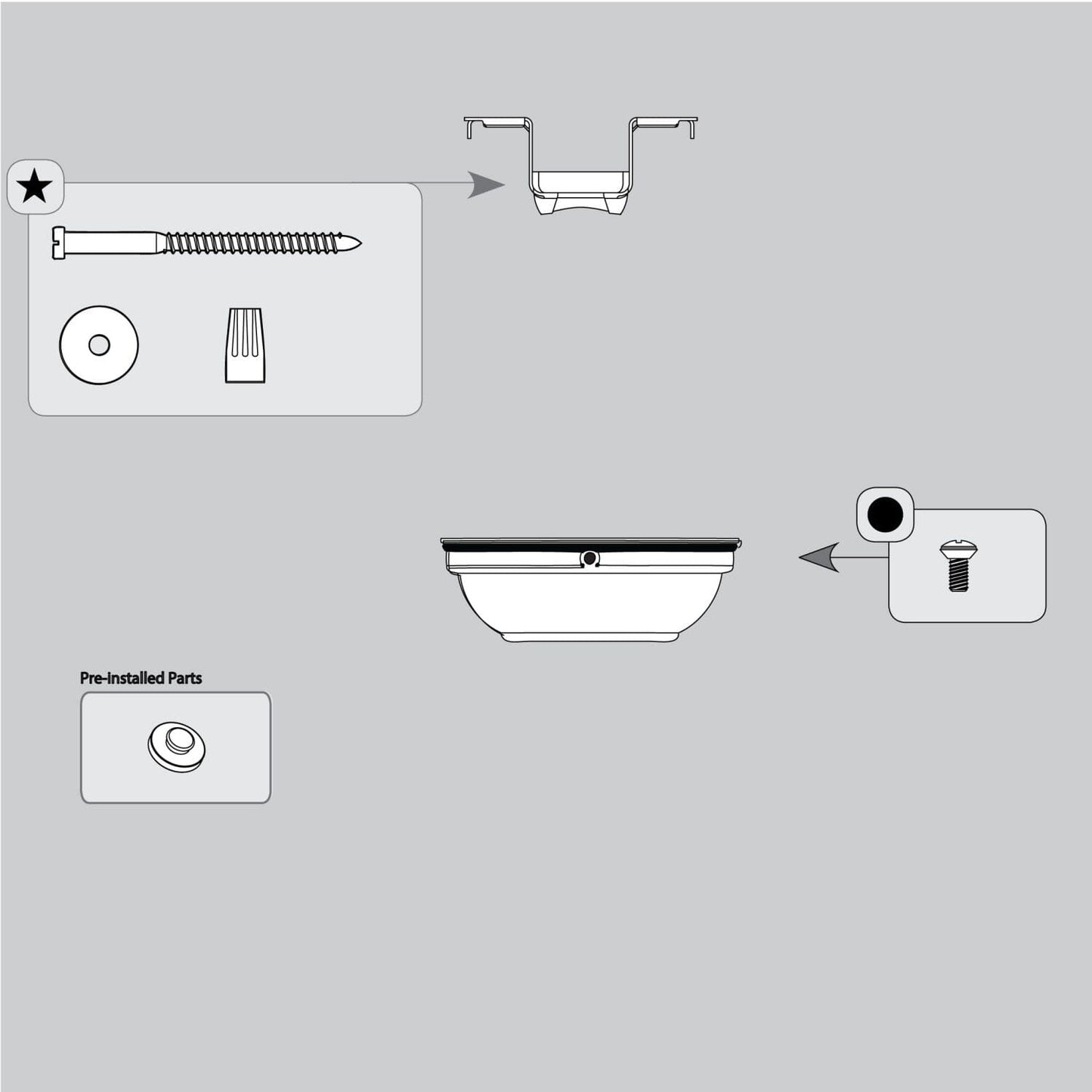 Trilobe Hanging And Canopy Assembly-White - K031901132 Service Parts Hunter